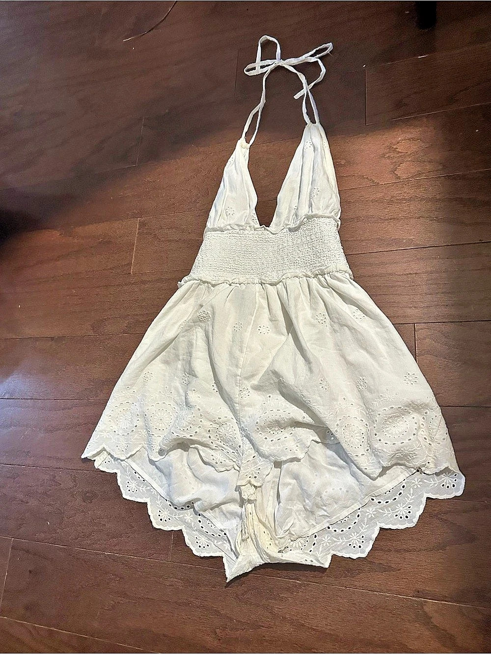 Urban Outfitters White Eyelet Halter Romper Size Large